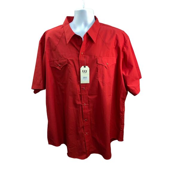 NWT “ELY CATTLEMAN” RED WESTERN SHIRT w/PEARL SNAP BUTTONS TALL MAN 3XLT - Picture 1 of 8